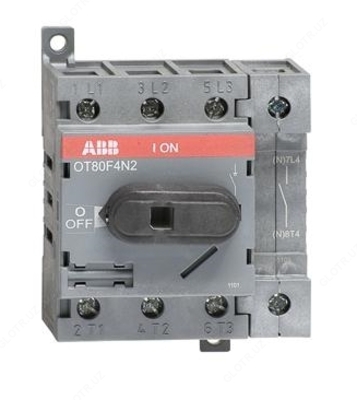 Рубильник OT80F4N2 до 80А 4х-полюсный для установки на DIN-рейку или монтажную плату (с резерв. ручкой)
