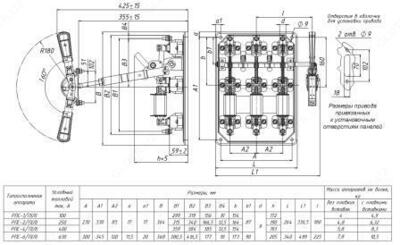 Рубильник РПБ 4/П (без ПН), 400А рукоятка справа