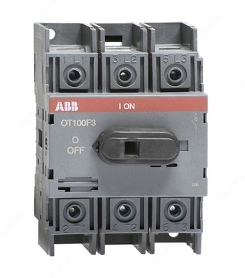 Рубильник OT100F3 до 100А 3х-полюсный для установки на DIN-рейку или монтажную плату (с резерв. ручкой)